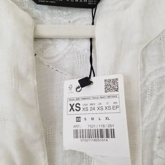 NWT Zara White Linen Jacquard Embroidered Tunic - Picture 11 of 16